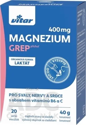 VITAR Magnézium 400 mg + vitamíny B6 a C