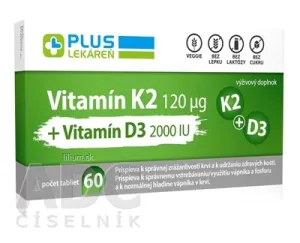 PLUS LEKÁREŇ Vitamín K2 120 μg +Vitamín D3 2000 IU