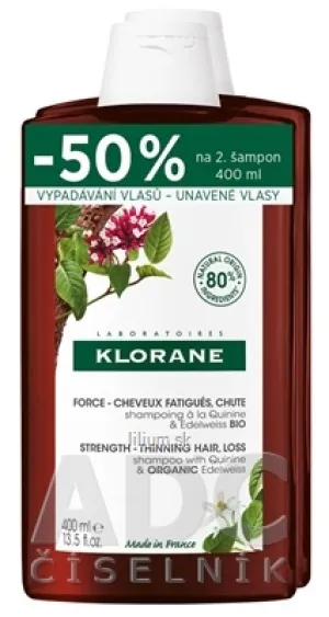 KLORANE SHAMPOOING À LA QUININE & EDELWEISS (DUO)